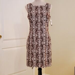 NWT Kohl's ABstudio Women's Sleeveless Sheath Dress, Size 8, Brown/White…